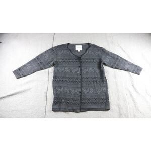 Victoria's Secret Country Cardigan L Gray Fair Isle Sweater Vintage Hong Kong